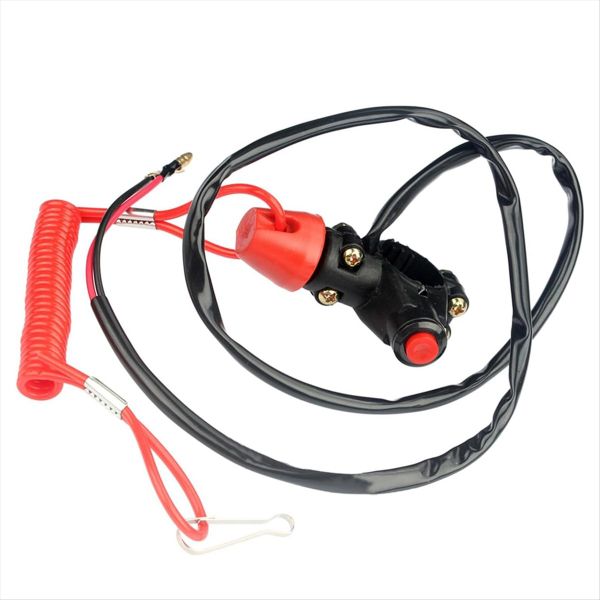 Motorcycle ATV Tether Lanyard Emergency Stop Engine Switch Push Button Univ