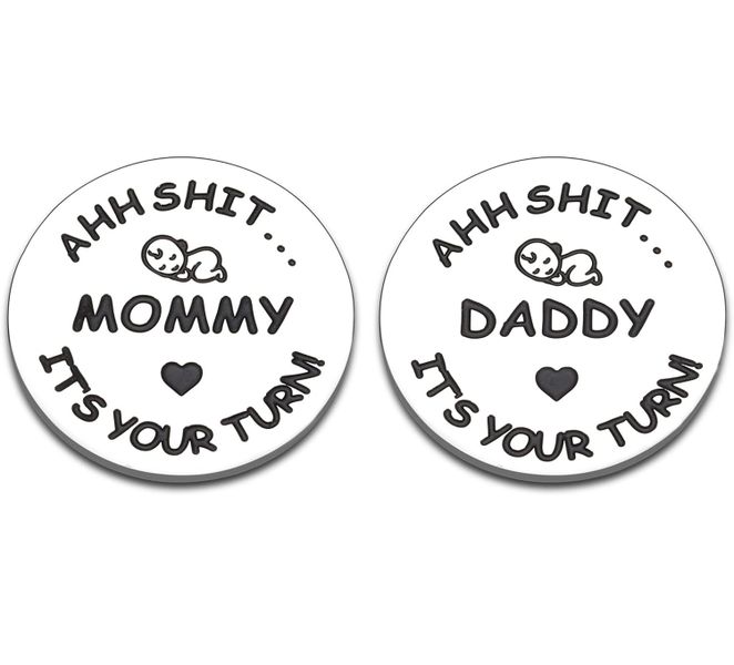 New Baby Shower Gift for Dad Mom Parent Decision Coin Token Funny Stainless