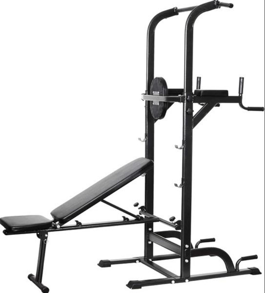 EX - Power Tower Dip Station High Capacity 800lbs w/Weight Sit Up Bench