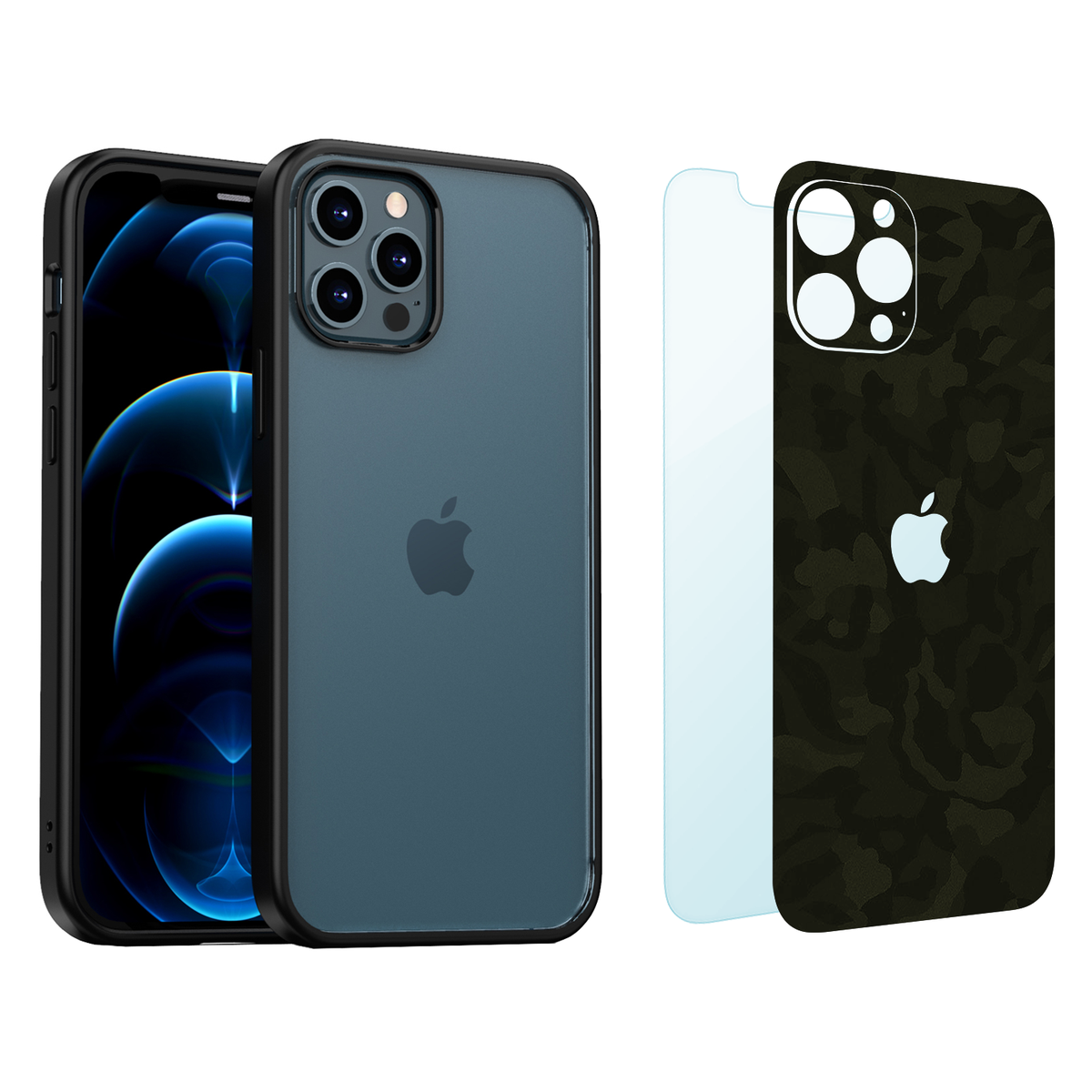 3 in 1 kit for iPhone 12 Pro - Case, 9H Glass and Vinyl Skin | Buy