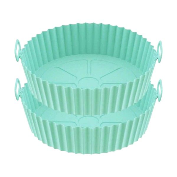 2 Piece - Silicone Air Fryer Non-Stick Sheets With Reinforced Edges - Black