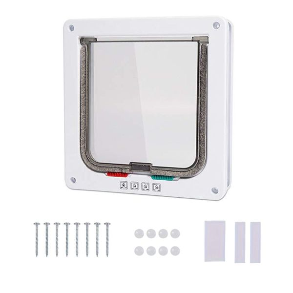Bestby - ABS Pet Door 4 Way Locking Cat &amp; Dog Flap Door - Large 18.5×18 cm