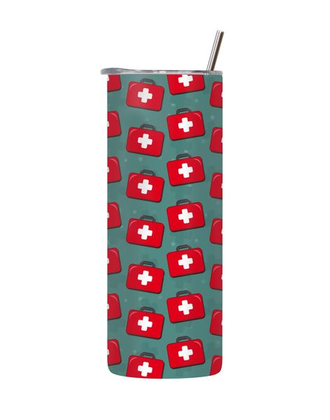 Red case 20 Oz Tumbler with Lid and Straw Medic Kit Health Graphic Gift 219