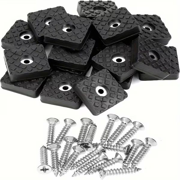 Tool DIY 20-Piece Black Rubber Furniture Pads with Screws - Non-Slip - 22mm