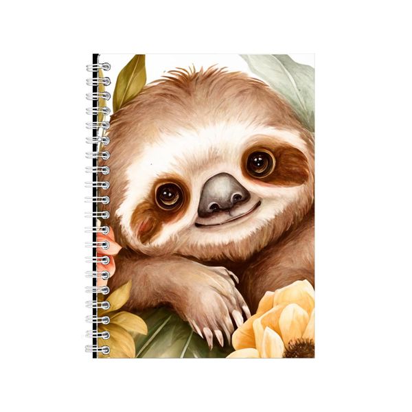 Flowers Baby Sloth Notebook Flower Gift Idea Notepad Pad 111