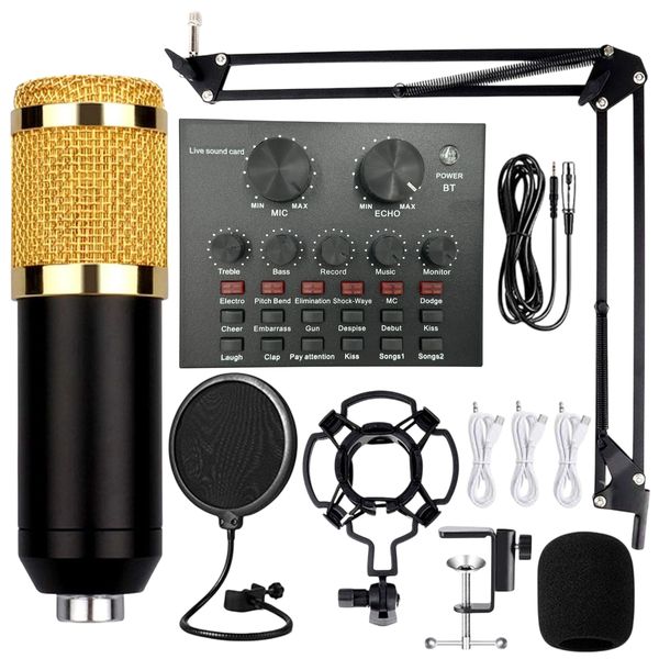 11 Piece All In One DJ Mixer &amp; Studio Broadcast Microphone Set &amp; Earphones