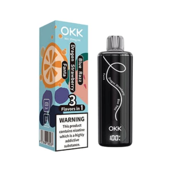 OKK Tripo (3 Flavours In 1) 20000 Puffs Disposable - Razz, Straw &amp; Fanta