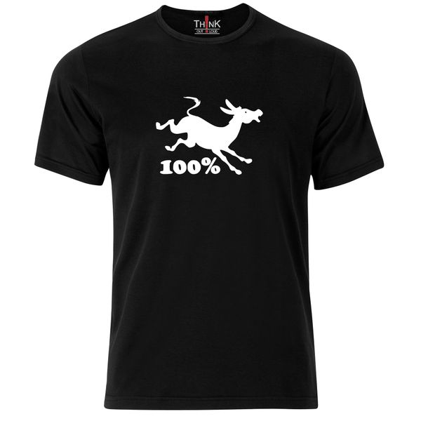 Think Out Loud Mens "100% Jackass" Short Sleeve Tshirt Black