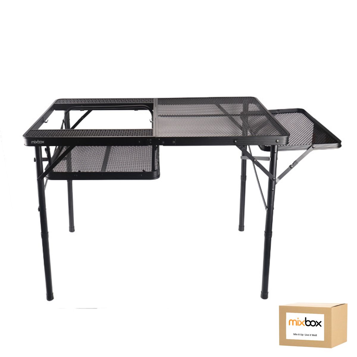Mix Box Portable Lift Metal Mesh Grill Camping Table, Folding for Outdoor