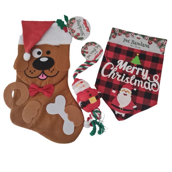 Pet Christmas Stocking-Dog Stocking-Bandana-Chewable Toy