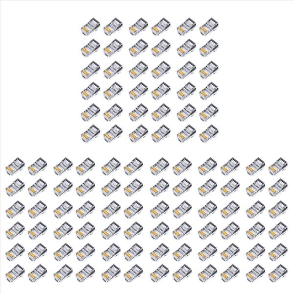 100Pieces Rj45 Connector 6U Gold Plated Pass Through Ethernet Cables