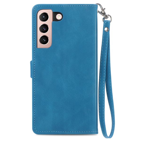 Zipper Wallet Emboss Leather Case Compatible With Samsung Galaxy S21 Cover