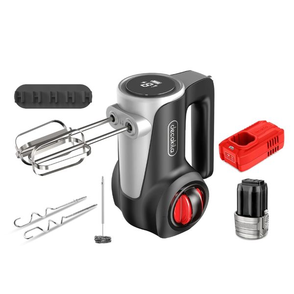 Decakila - 7 Speed Cordless Hand Mixer - Black - 16V