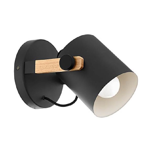 Eurolux - Hornwood Black and Brown Spot Light Steel &amp; Wood E27 Dimmable