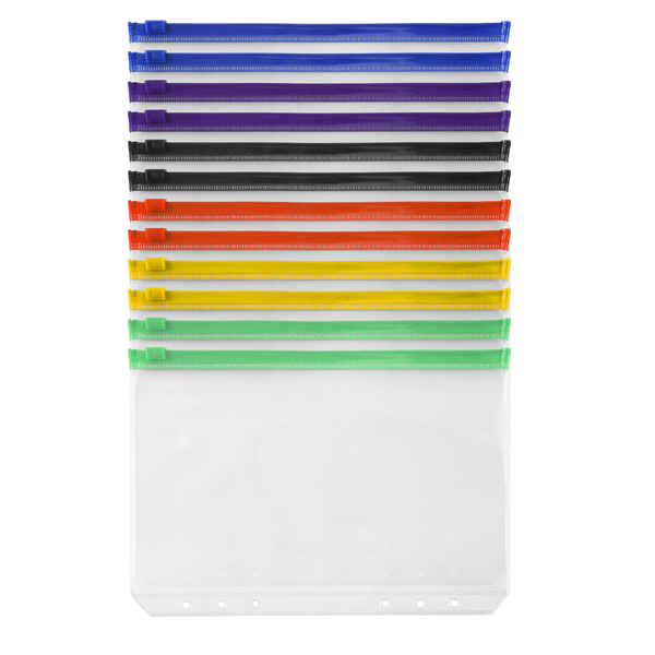 12 Pcs Binder Pockets Folders for 6-Ring Notebook Binder Leaf Bags