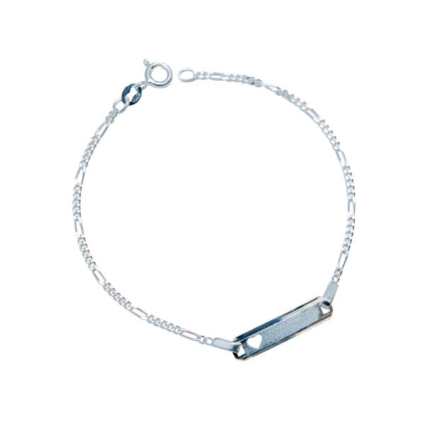Broadway Jewellers - 925 Sterling Silver - Figaro 3+1 ID Heart Bracelet - 19cm