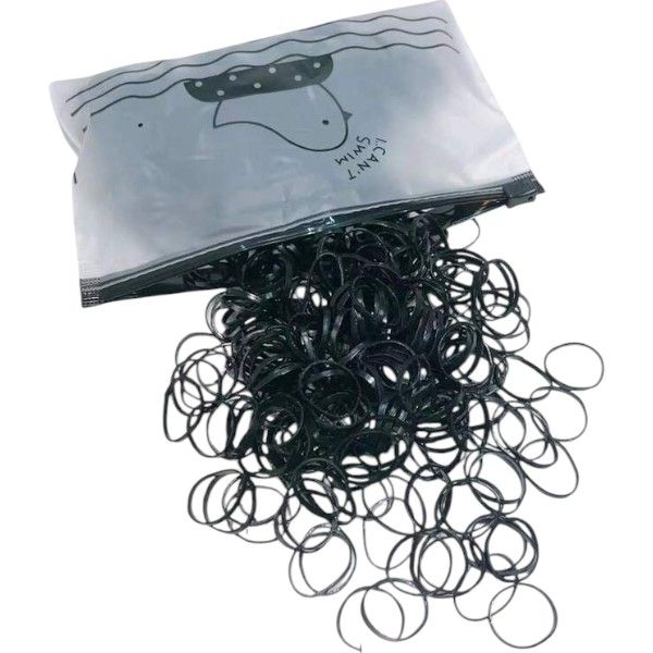1000 Piece Elastic Hair Ties - Glossy Black