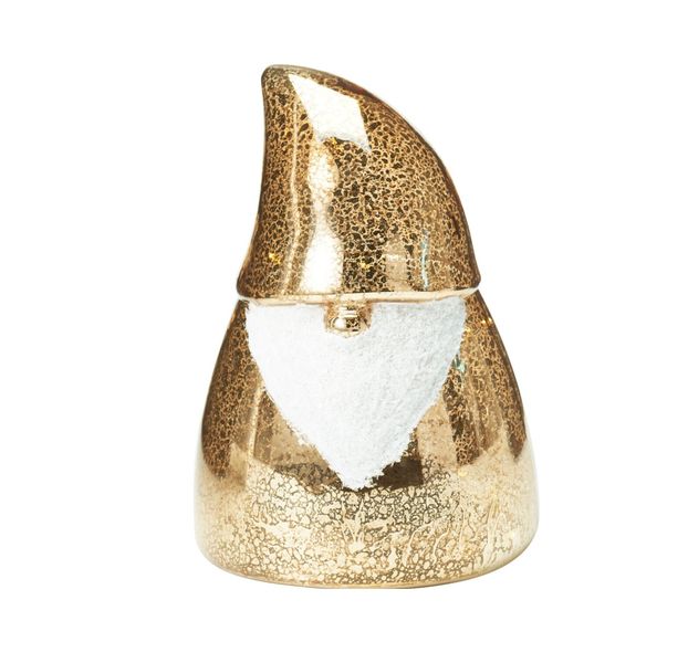 14cm Yellow Santa Figurine with LED Light - Festive Christmas Decor