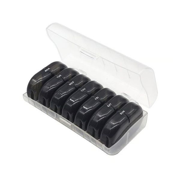 Portable Pill Organizer for Travel, 7-Day Pill Case with 14 Compartments