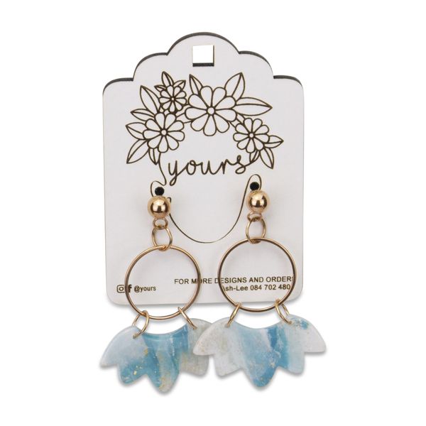 Yours - Hanging Earrings - Flower Half - Translucent - Gold-Plated - Hoops