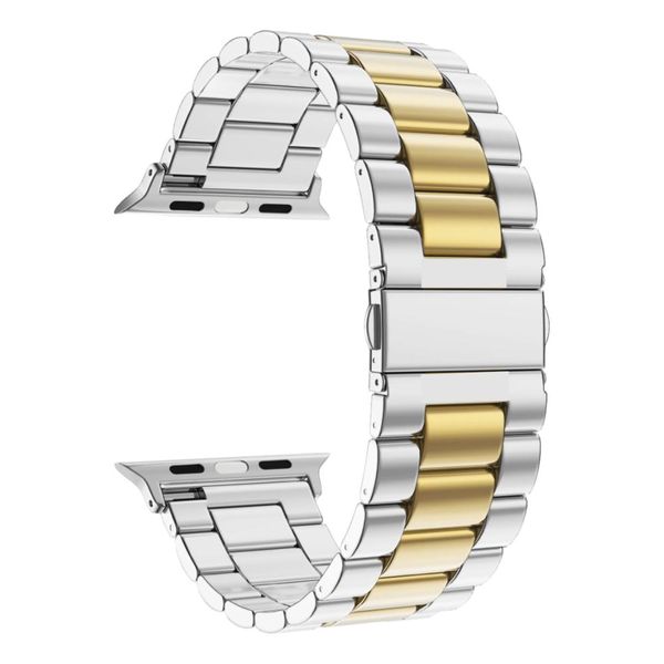 Link Band Compatible With Apple Watch - 42mm/44mm/45mm -Silver/ Yellow Gold