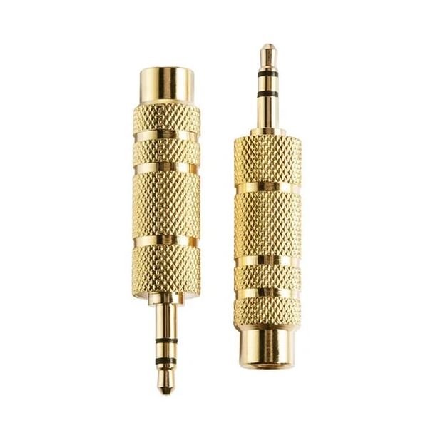 CTDW 2 x 6.5mm Female to 3.5mm Male Stereo Audio Adaptors - Gold