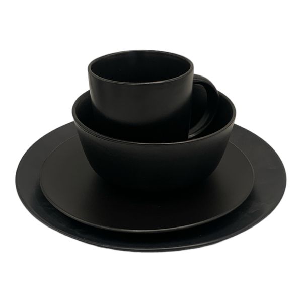 16 Piece Dinner Set Black Ironstone
