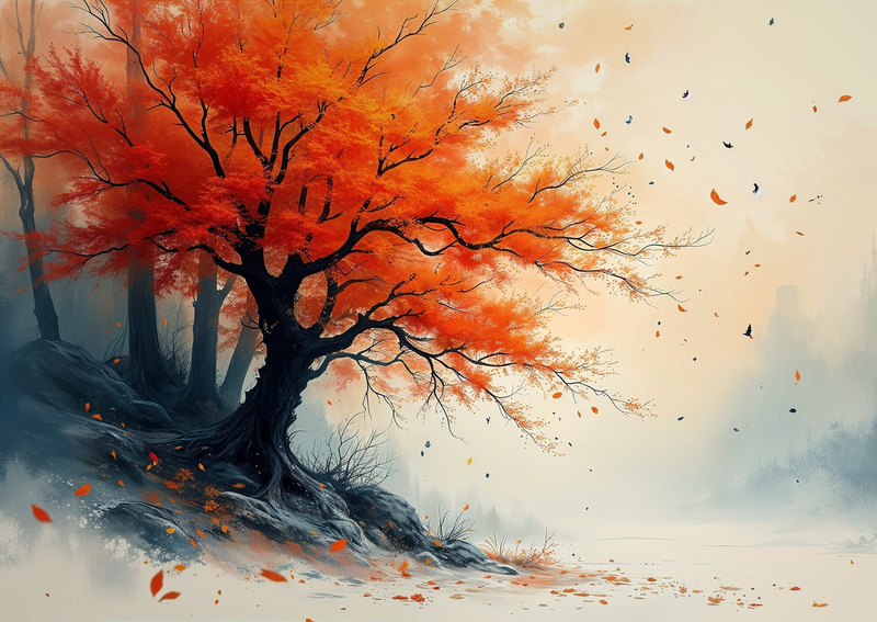 Canvas Wall Art Home Decor - Orange Tree Artwork