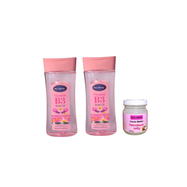 2 x Vitamin B3 Glow Body Oil With Salama Petroleum Jelly