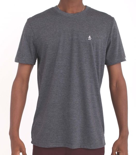 Penguin Mens Embroided Tee Dark Charcoal Heather