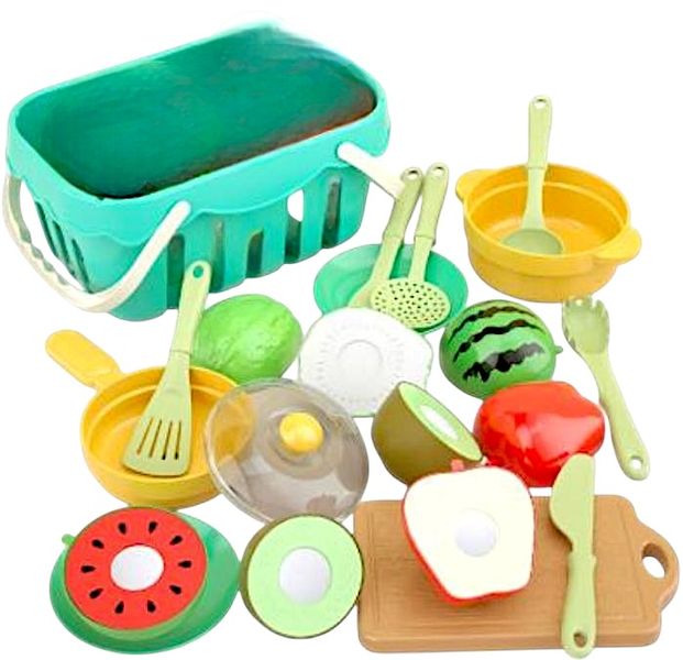 22-Piece Kids Fruit Cutting Set with Basket, Utensils and Plates