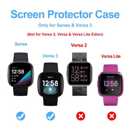 Top Fitbit Versa 2 - Black With Charger And 2 Smartwatch Cases/Screen Protectors.