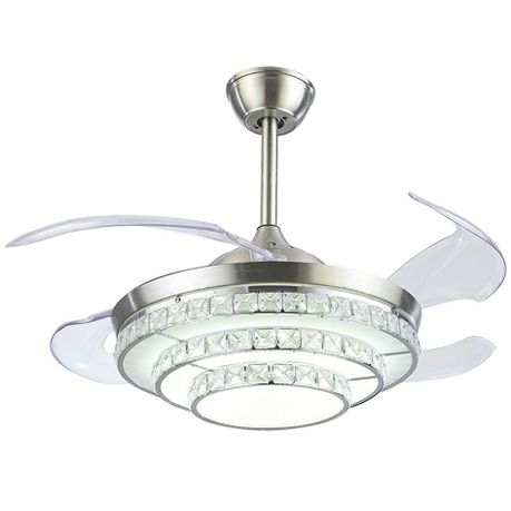 Jnc Silver Crystal Invisible Ceiling, Silver Ceiling Fan With Lights
