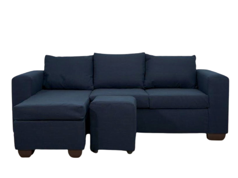 Andre 3 Seater Sofa - L Shape - Denim Blue