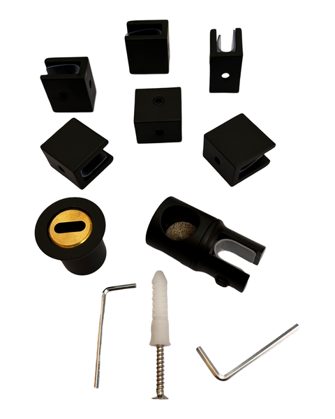 Black Shower Glass Stabilizer Brackets &amp; Clamps without Tube