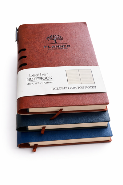A6 Leather Notebook with Pen Holder ,1 Pen -200 Pages-12 x Notebooks