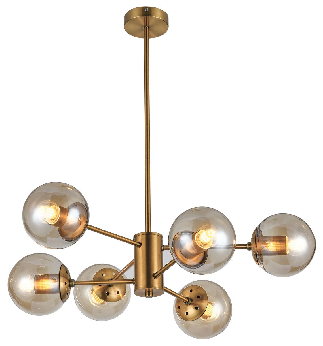 Golden Glow Contemporary Chandelier with Amber Glass - CH534