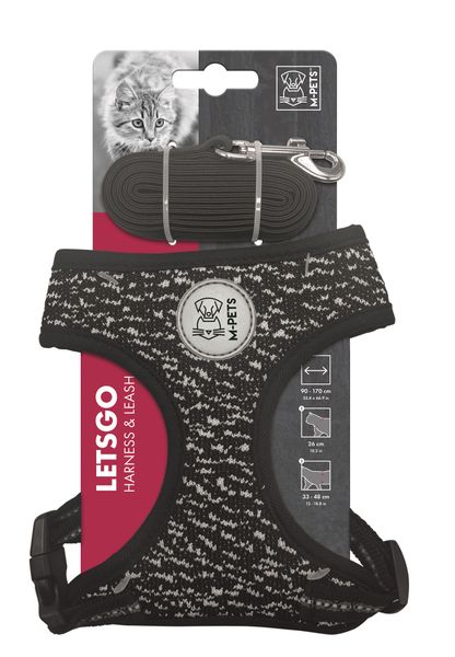 M-Pets Letsgo Cat Harness and Leash Set - Black