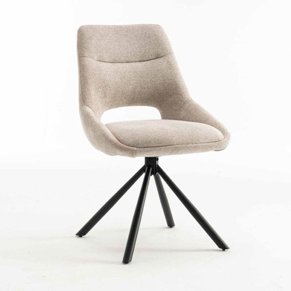 Prato Fabric Swivel Dining Chair-Cream