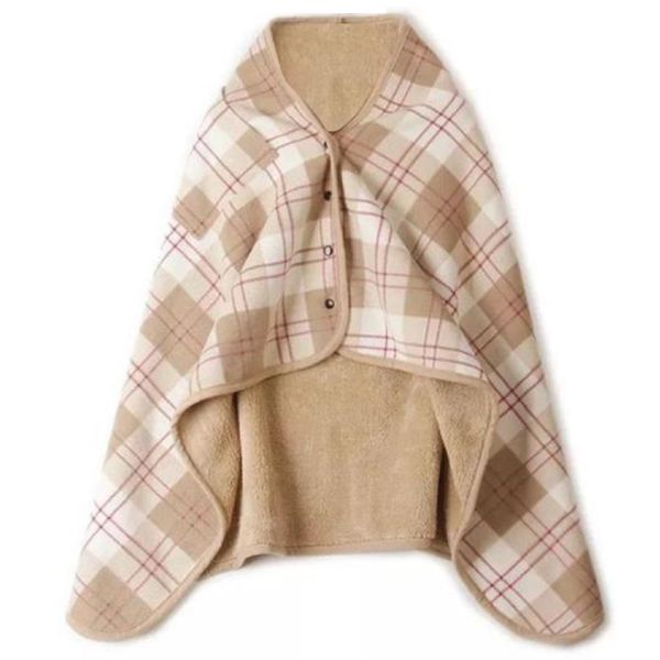 Home Fashion Wearable Warm And Cozy Double Layered Fleece Blanket Poncho