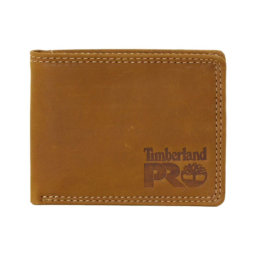 Timberland Pro Men’s Slim Leather RFID Wallet With Back ID Window Wheat ...