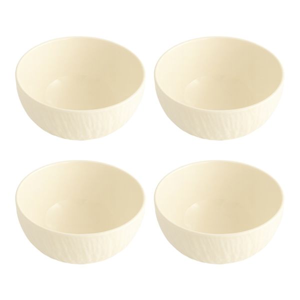 Pack Of 4 Modern Textured Ceramic Noodle Bowl - Cream
