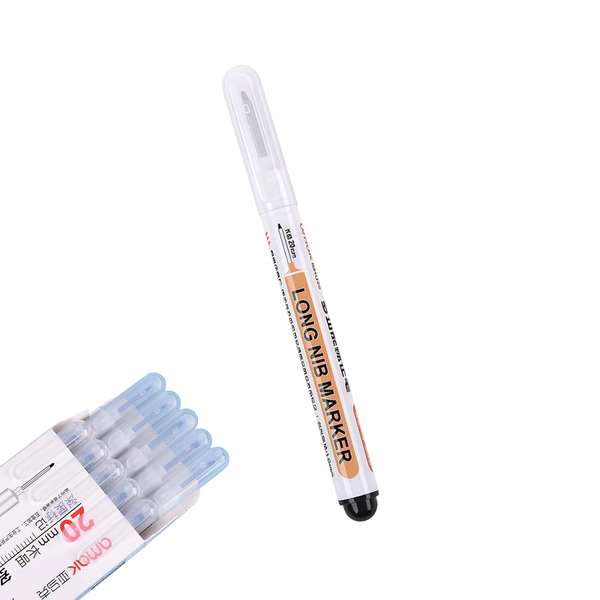 Long Head Deep Reach Marker, 10PCS Precision Pen for Woodworking - Black