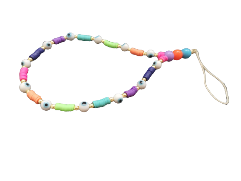 Mobile Phone Strap Lanyard Rainbow Beads Bangle
