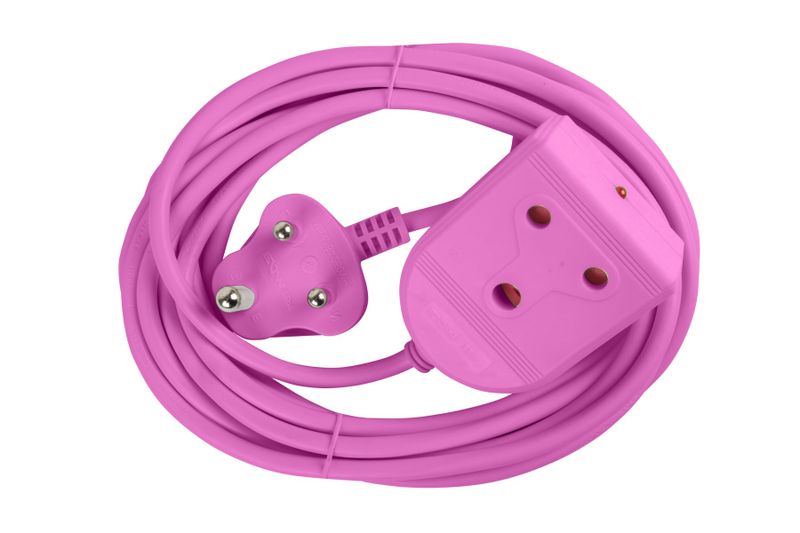 Electricmate 10A 5m Extension Lead - Pink