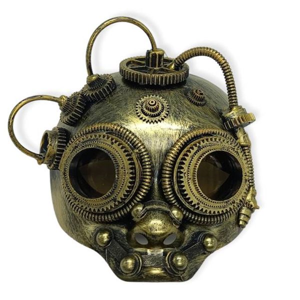 Steampunk Antique Gold Cog Rivet Face Mask