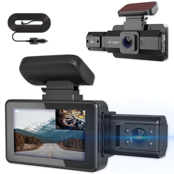 Car Dash Cam HD Front Inside DVR Vehicle Driving Recorder Camera Dual Lens