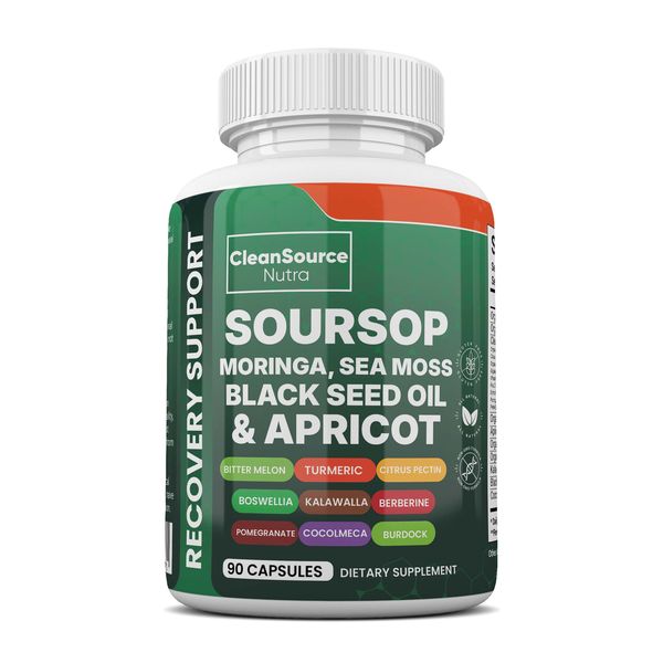 Soursop, Moringa, Sea Moss, Black Seed Oil &amp; Apricot - 90 Capsules
