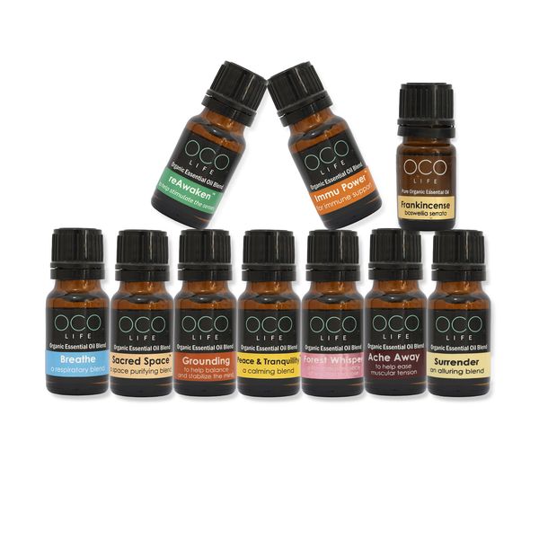 OCO Life 10 x Certified Organic Essential Oil Diffuser Blends