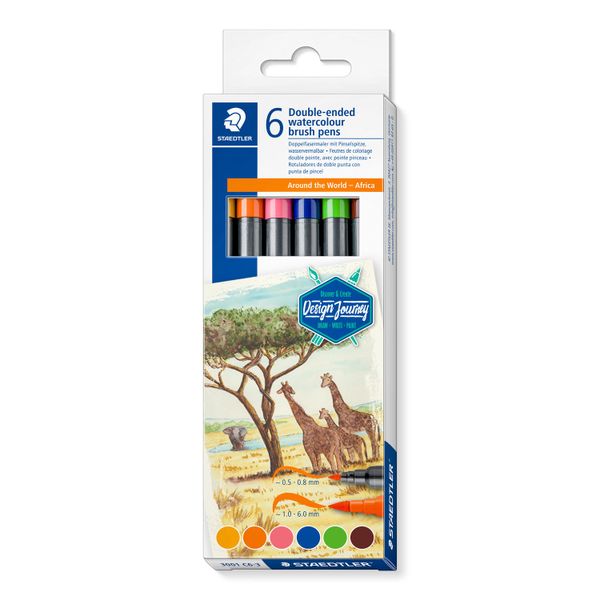 Staedtler Around The World Watercolour Brush Pens AFR- Pack 6